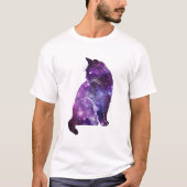 Lila Raum-Nebelfleck-Katze T-Shirt (Vorderseite)