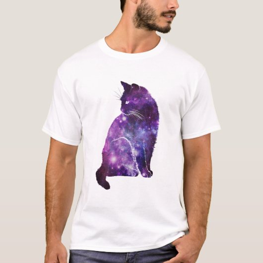 Lila Raum-Nebelfleck-Katze T-Shirt (Vorderseite)