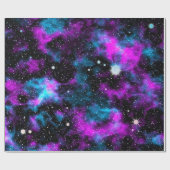 Lila Raumgalaxie Kosmische Raumfahrtsterne Geschenkpapier (Flach)