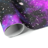 Lila Raumgalaxie Kosmische Raumfahrtsterne Geschenkpapier (Rolleneckpunkt)