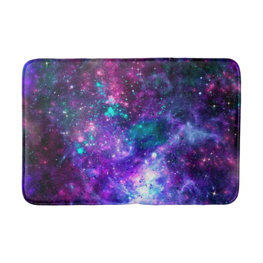 Lila Raumgalaxie Kosmischer Spacey Aquamarin Pink  Badematte (Vorderseite)