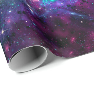 Lila Raumgalaxie Kosmischer Spacey Aquamarin Pink  Geschenkpapier