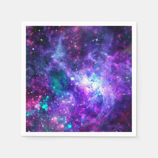 Lila Raumgalaxie Kosmischer Spacey Aquamarin Pink  Serviette (Vorderseite)