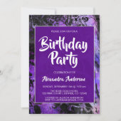 Lila Raumgalaxie mit Sternen Geburtstag Einladung (Vorderseite)