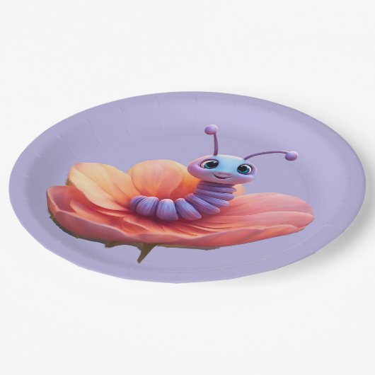 Lila Raupe Pappteller (Schrägansicht)