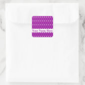 Lila Raute Gitter mit Monogramm Quadratischer Aufkleber (Tasche)