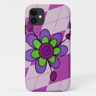 Lila Raute und Blume iPhone 11 Hülle