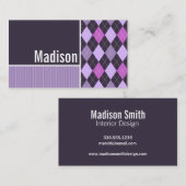 Lila Rauten-Muster Visitenkarte (Vorne/Hinten)