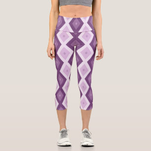 Lila Rautenmuster Capri Leggings