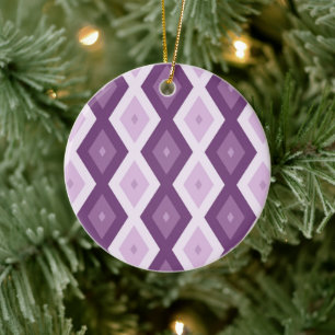 Lila Rautenmuster Keramik Ornament