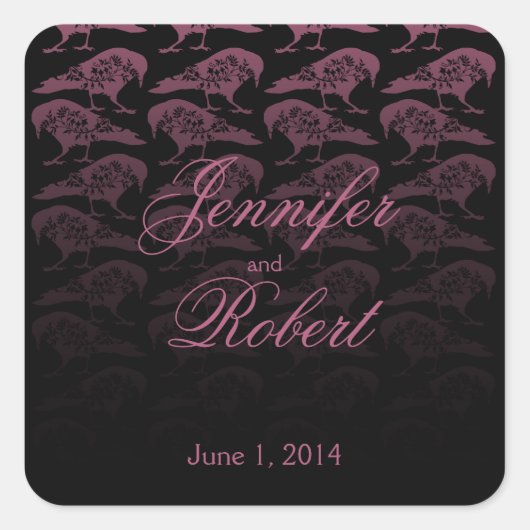 Lila Raven Gothic Wedding Umschlag Aufkleber (Vorderseite)