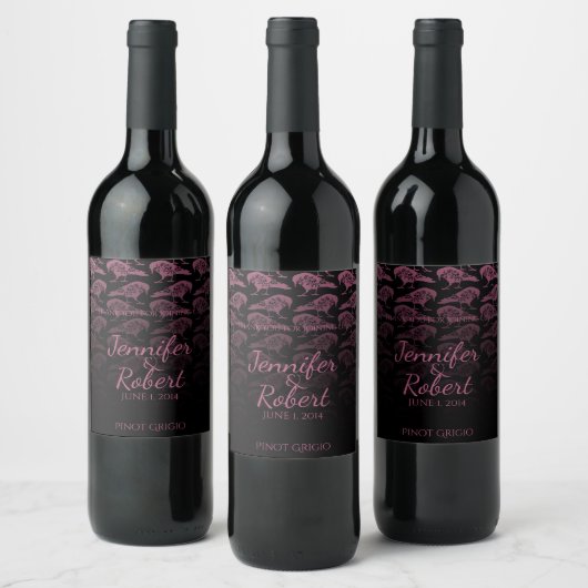 Lila Raven Gothic Wedding Wine Label Weinetikett (Flaschen)