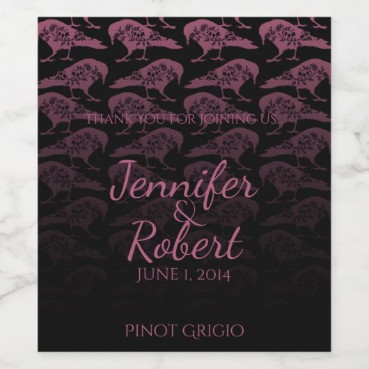Lila Raven Gothic Wedding Wine Label Weinetikett (Einzelnes Label)