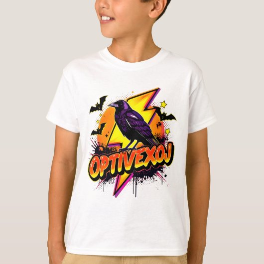Lila Raven Lightning Bolt Art T-Shirt (Vorderseite)