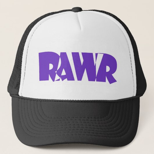 Lila Rawr Hut Truckerkappe (Vorderseite)