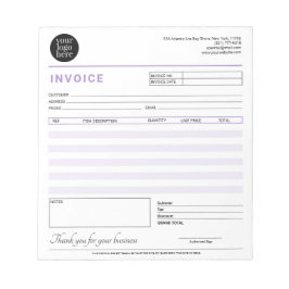 Lila Rechnungsbetrag für moderne kleine Unternehme Notizblock