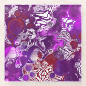 Lila Red Abstrakt Modern Marbella Fluid Art Glasuntersetzer (Vorderseite)