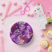 Lila Red Abstrakt Modern Marbella Fluid Art Pappteller (Party)