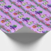 Lila Red Green Illustration Snowman & Christmas Geschenkpapier (Ecke)