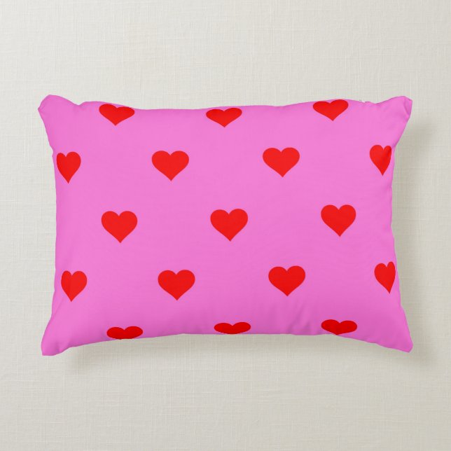 Lila Red Niedlich Simple Heart Pattern Dekokissen (Vorderseite)