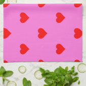 Lila Red Niedlich Simple Heart Pattern Geschirrtuch (Gefaltet)