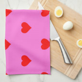 Lila Red Niedlich Simple Heart Pattern Geschirrtuch (Viertel Falte)