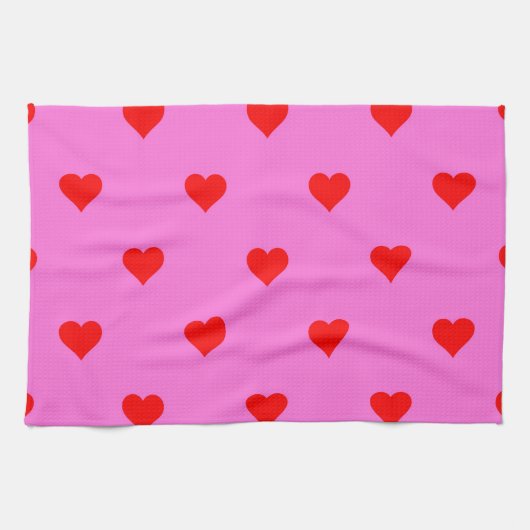 Lila Red Niedlich Simple Heart Pattern Geschirrtuch (Horizontal)