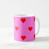 Lila Red Niedlich Simple Heart Pattern Kaffeetasse (VorderseiteRechts)