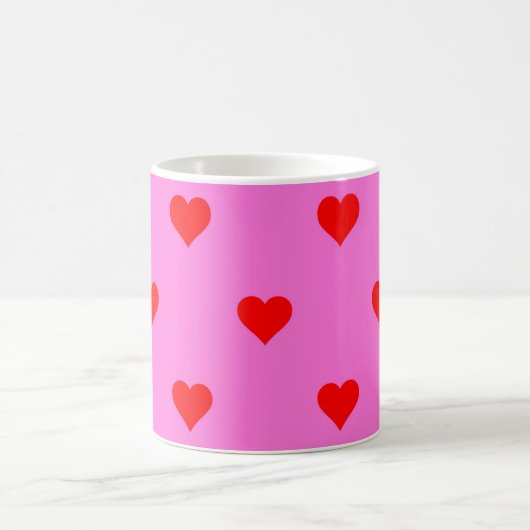Lila Red Niedlich Simple Heart Pattern Kaffeetasse (Mittel)