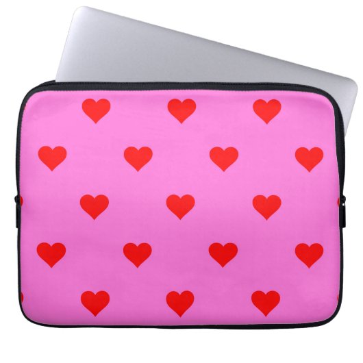 Lila Red Niedlich Simple Heart Pattern Laptopschutzhülle (Vorderseite)