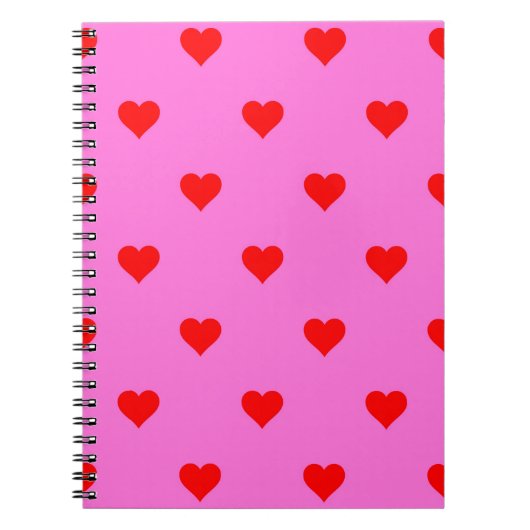 Lila Red Niedlich Simple Heart Pattern Notizblock (Vorderseite)