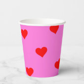 Lila Red Niedlich Simple Heart Pattern Pappbecher (Rückseite)