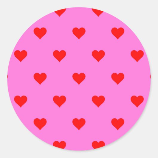 Lila Red Niedlich Simple Heart Pattern Runder Aufkleber (Vorderseite)