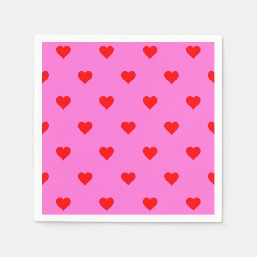 Lila Red Niedlich Simple Heart Pattern Serviette (Vorderseite)