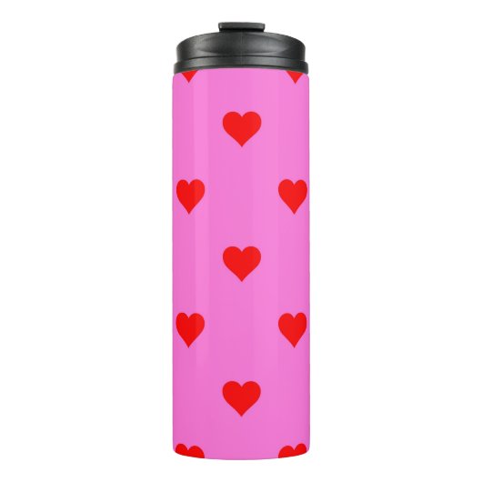 Lila Red Niedlich Simple Heart Pattern Thermosbecher (Vorderseite)