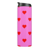 Lila Red Niedlich Simple Heart Pattern Thermosbecher (Nach rechts gedreht)