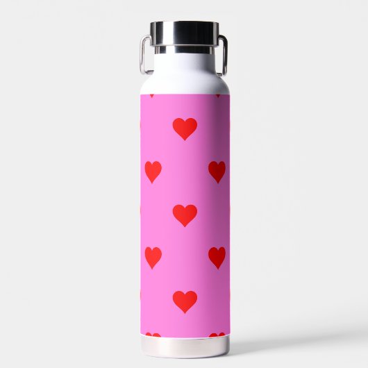Lila Red Niedlich Simple Heart Pattern Trinkflasche (Vorne)