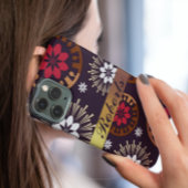 Lila Red Retro Muster iPhone-Gehäuse mit Namen hin Case-Mate iPhone Hülle