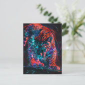 Lila Red Türkise Neon Jaguar Light Postkarte (Stehend Vorderseite)