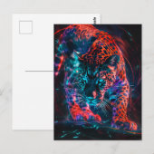 Lila Red Türkise Neon Jaguar Light Postkarte (Vorne/Hinten)