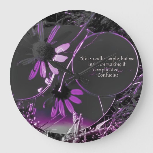 Lila Reflektion Große Wanduhr (Vorderseite)