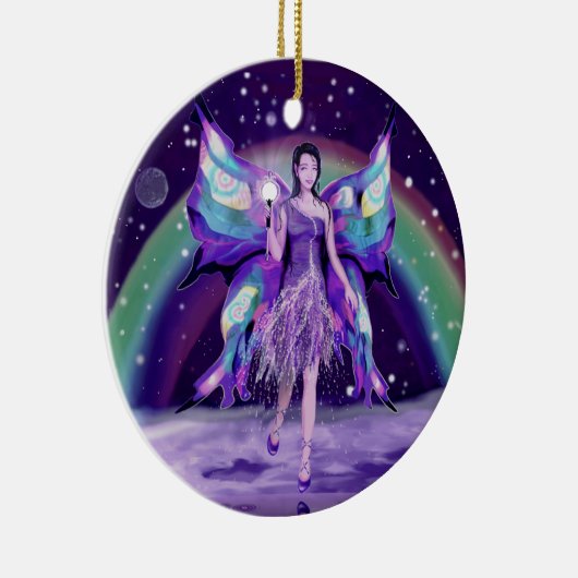 Lila Regen Fairy Keramik Ornament (Rechts)