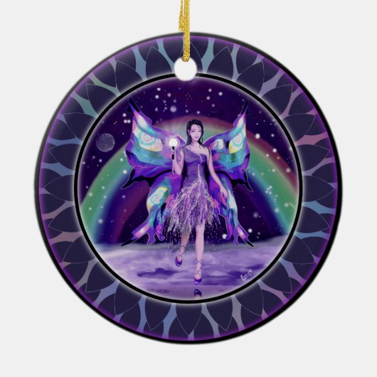 Lila Regen Fairy Keramik Ornament (Hinten)