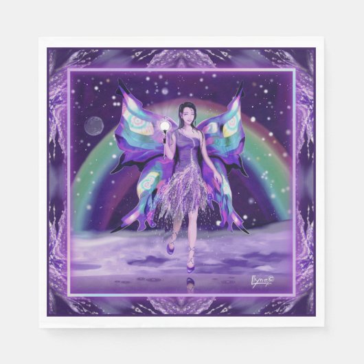Lila Regen Fairy Serviette (Vorderseite)
