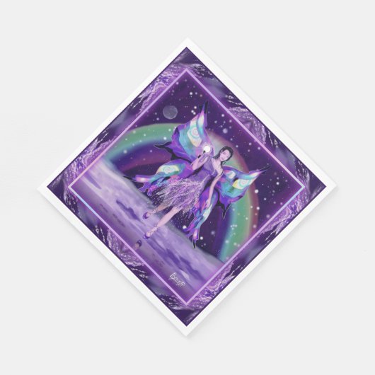 Lila Regen Fairy Serviette (Ecke)