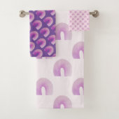 Lila Regenbogen Mitte des Jahrhunderts Modernes Mu Badhandtuch Set (Insitu)