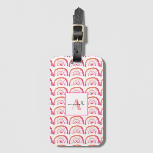 Lila Regenbogen-Monogramm-Initiale Gepäckanhänger (Vorderseite Vertikal)