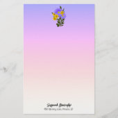 Lila Regenbogen Ombre Floral Custom doppelseitig Briefpapier (Vorderseite)