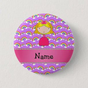 Lila Regenbogen personalisierter Namensprinzessin Button