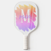 Lila Regenbogenfarbenmonogramm Pickleball Schläger (Vorderseite)